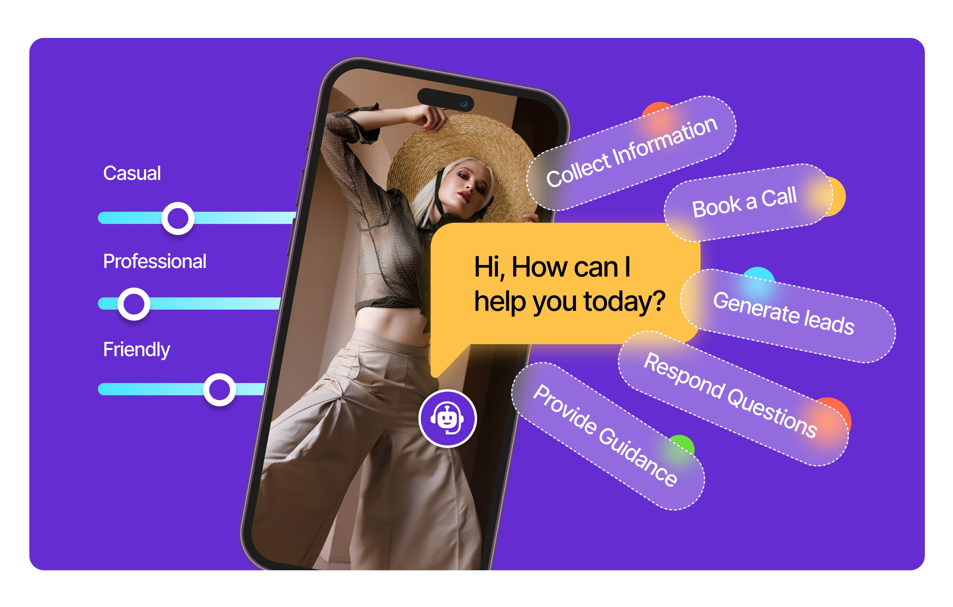 AI support agent chat interface