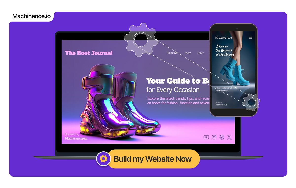 A website built with the Machinence AI Website Builder, shown on desktop and mobile