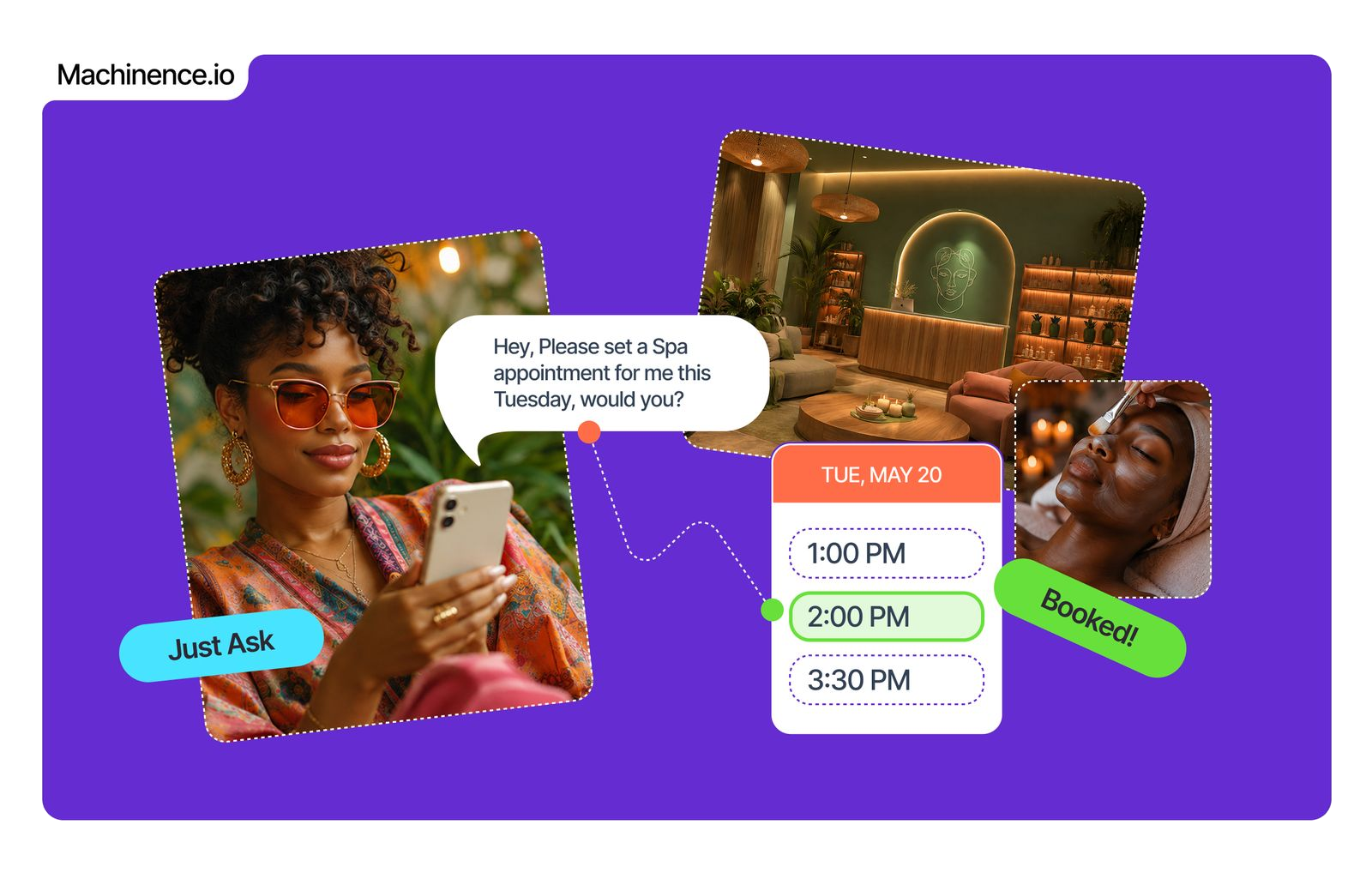 A client books a spa appointment by simply asking, and gets a confirmed slot