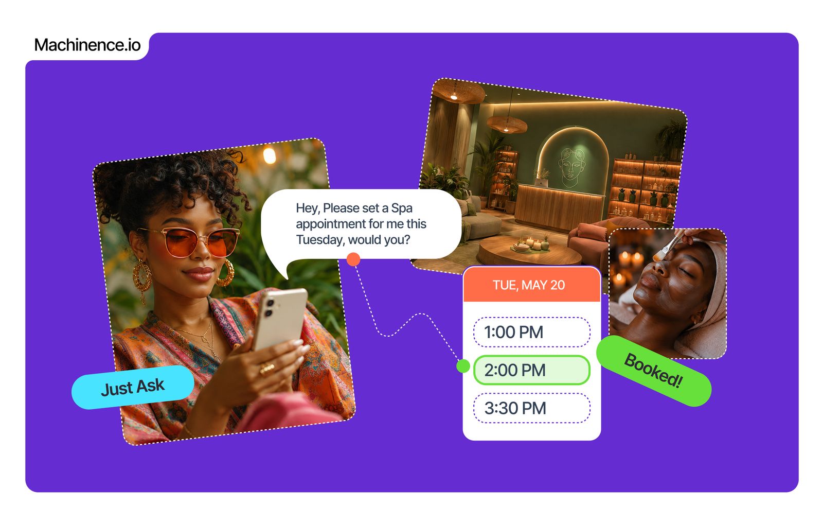 A client books a spa appointment by simply asking, and gets a confirmed slot